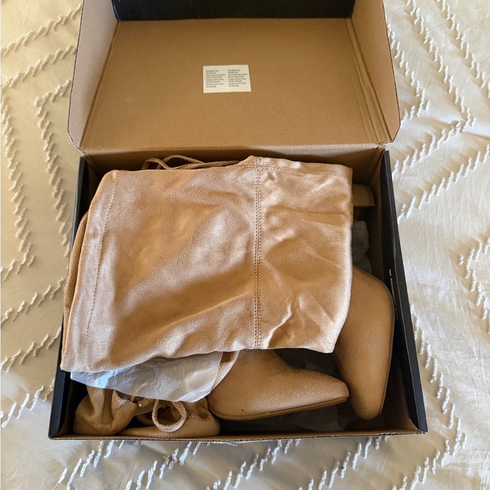 Fashion Nova Tan Heeled Boots